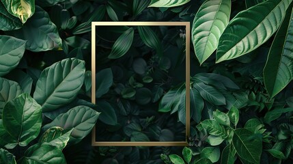 Poster - modern canva rectangle photo frame, on the leaf in the jungle