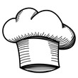 Doodle line art vector illustration of a chef hat isolated on white
