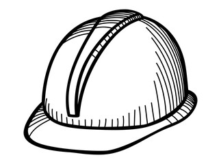 Wall Mural - doodle line art vector illustration of construction worker helmet isolated on white