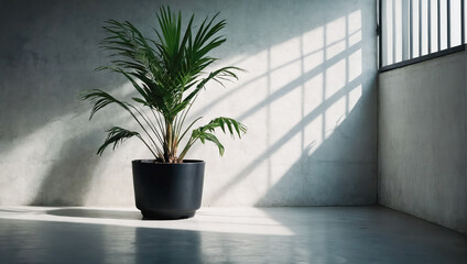 Wall Mural - creative layout of colorful palm leaves on a white background in the rays of the sun, with shadows. 