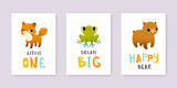 Fototapeta Kosmos - Cute baby animals poster set. Cartoon prints collection with animals.
