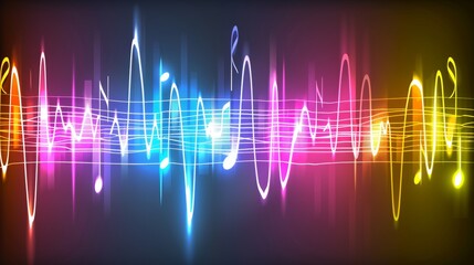 Canvas Print - Dynamic visualization of vibrant sound waves contrasting beautifully on dark background