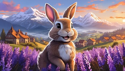 Wall Mural - easter bunny in the meadow