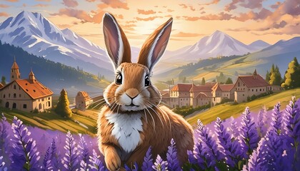 Wall Mural - rabbit in the mountains