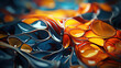 Beautiful Fluid Paint Multi Colored Abstract Design Art On Selective Focus Background