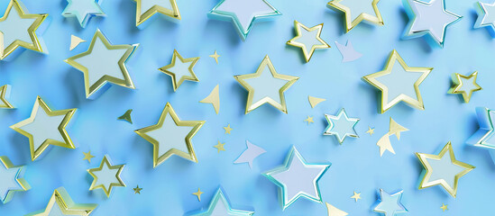 Canvas Print - Gold stars on a blue background
