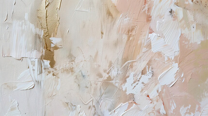 Canvas Print - Strokes of beige, white and pink paint
