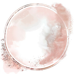 Wall Mural - Round frame and watercolor stains on a pink background
