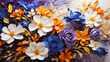 Sophisticated and beautifully multi colored vibrant flower background with violet white and yellow colors