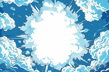 Fototapete - Comic Blank Speech Bubble With Copy Space Over Color Background Design. Empty Template In Explosion Framework Representing Advertisement And Promoting Business.