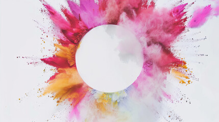 Wall Mural - Explosion of colored paint on a white background
