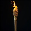 Olympic games flame. Burning torch on black background. 