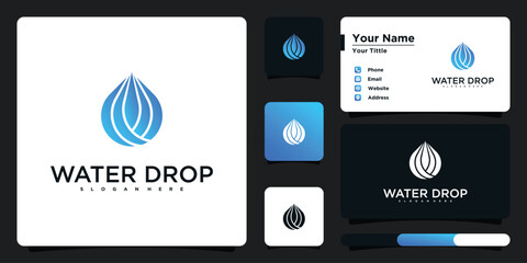 Sticker - Water drop logo with unique style. Premium Vector