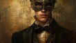 Portrait of a man in a Venetian mask