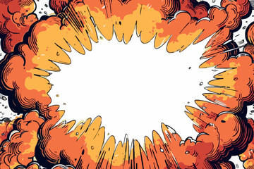 Fototapete - Comic Blank Speech Bubble With Copy Space Over Color Background Design. Empty Template In Explosion Framework Representing Advertisement And Promoting Business.