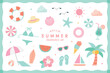 © yugoro - 夏のアイテムのイラストセット　海　夏休み　ビーチ　シンプル　かわいい　南国　リゾート　旅行　バカンス