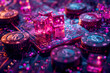 Vibrant and Artistic iGaming Platform: A Stunning Fusion of Purple, Pink, and Golden Hues