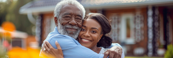 Sticker - A happy senior couple embraces in a portrait of love and togetherness, enjoying the outdoors