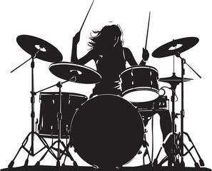 woman playing the drums silhouette