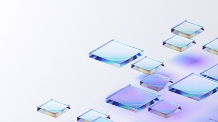 Poster - Abstract animation, geometric background design with glass blocks, 4k seamless looped video, 3d render