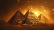 Ancient Pyramids under Starry Sky with Anubis Silhouette