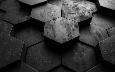 Poster - A monochrome picture depicting a design of hexagonal shapes