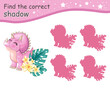 Find correct shadow of triceratops dinosaur with flowers vector