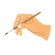 hand holding a paintbrush; artistic expression; creation; art classes - vector illustration