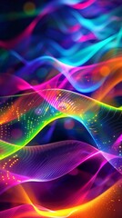 Aufkleber - Dynamic Neon Grid Light Patterns Background