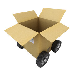 Wall Mural - Open Cardboard box on wheels