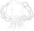 Cartoon explosion effect. Grey cloud of smoke isolated on white background. hand drawn atomic weapon explode, comic style, dynamite detonator, design element. Vector cartoon flat illustration