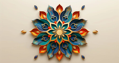 Wall Mural - Golden Mandalas with minimalistic Indian designs on a plain banner with space for copy