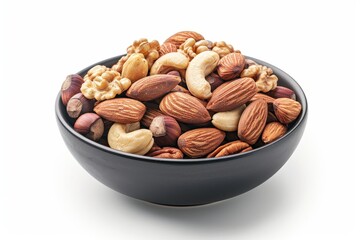 Mixed nuts in white bowl