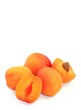 juicy fresh apricots on a white background