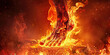 © Lila Patel - Complex Regional Pain Syndrome: The Swollen Limb and Burning Pain - Picture a person with a swollen and discolored limb, surrounded by flames to depict burning pain
