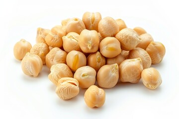 Wall Mural - Raw chickpea on white background overhead view