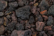 Texture of volcanic rocks close up