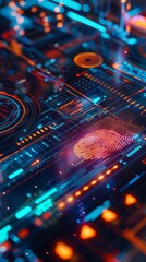 Poster - Futuristic digital fingerprint identification concept
