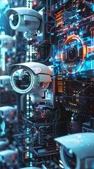 Aufkleber - Futuristic autonomous car with holographic interface and digital elements
