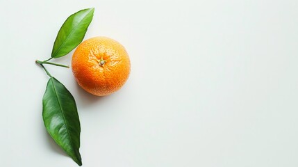 Wall Mural - Fresh tangerine with green leaf generative ai