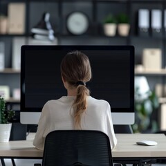 Poster - Woman working at a creative office desk