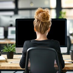 Poster - Woman working at a creative office desk