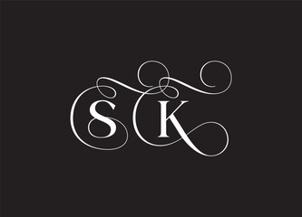 Wall Mural - SK latter ligature typography logo design template