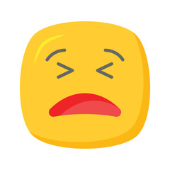 Painful expression, trendy icon of pain emoji, editable vector