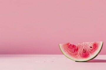 Sticker - Watermelon slice on soft pink background Simplified fruit idea