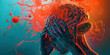 Encephalitis: The Brain Inflammation and Confusion - Imagine a person with a swollen, inflamed brain, holding their head in confusion, with inflammation markers around the brain