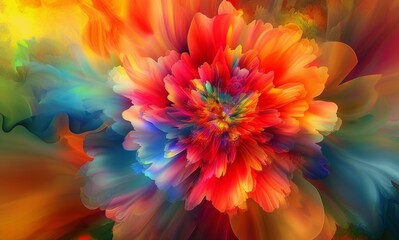 Aufkleber - Explosion of Color in Abstract Floral Art