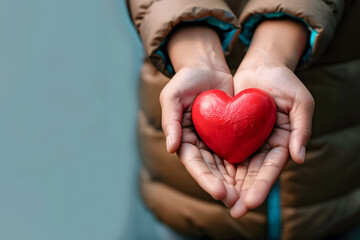 Wall Mural - Hand giving red heart , charity symbol