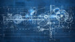 © Keashan - Blueprint Style Technical Drawing of a Complex Machine