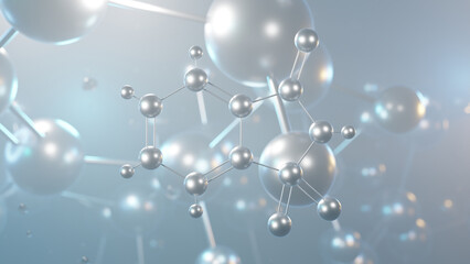 Sticker - saccharin molecular structure, 3d model molecule, artificial sweetener e954, structural chemical formula view from a microscope